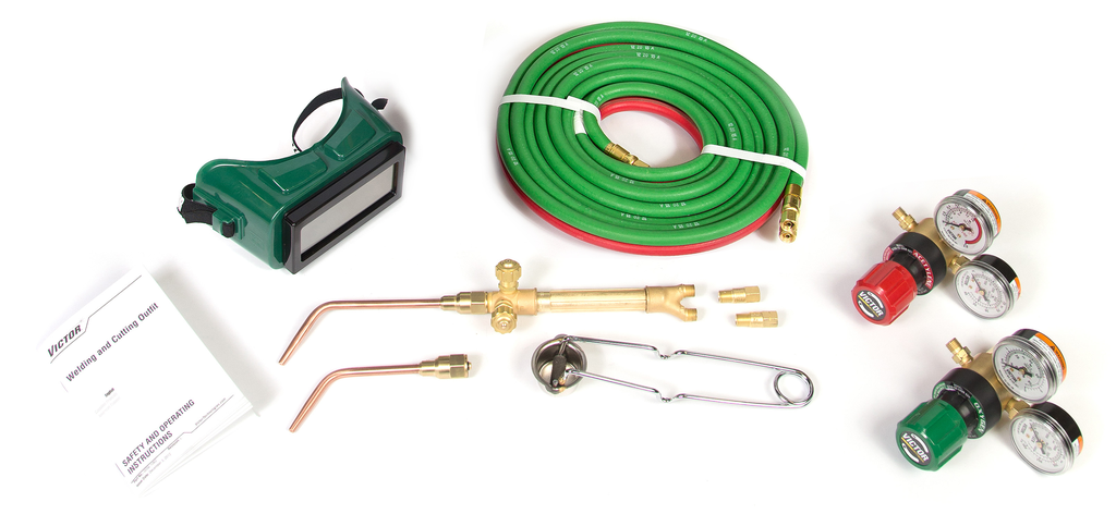 Victor, 0384-0980, Oxyfuel Equipment Kit, Acetylene, Brazing | Cutting | Welding, Includes J-28 Handle, Goggles, 12.5 ft Hose