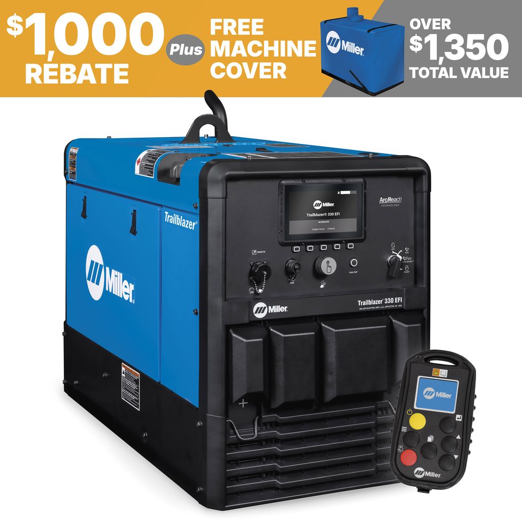 Miller Electric, 907832002, Engine-Driven Welder, 330 A Max Output; Gasoline; 11 Gallon Fuel Tank; DC Current Type