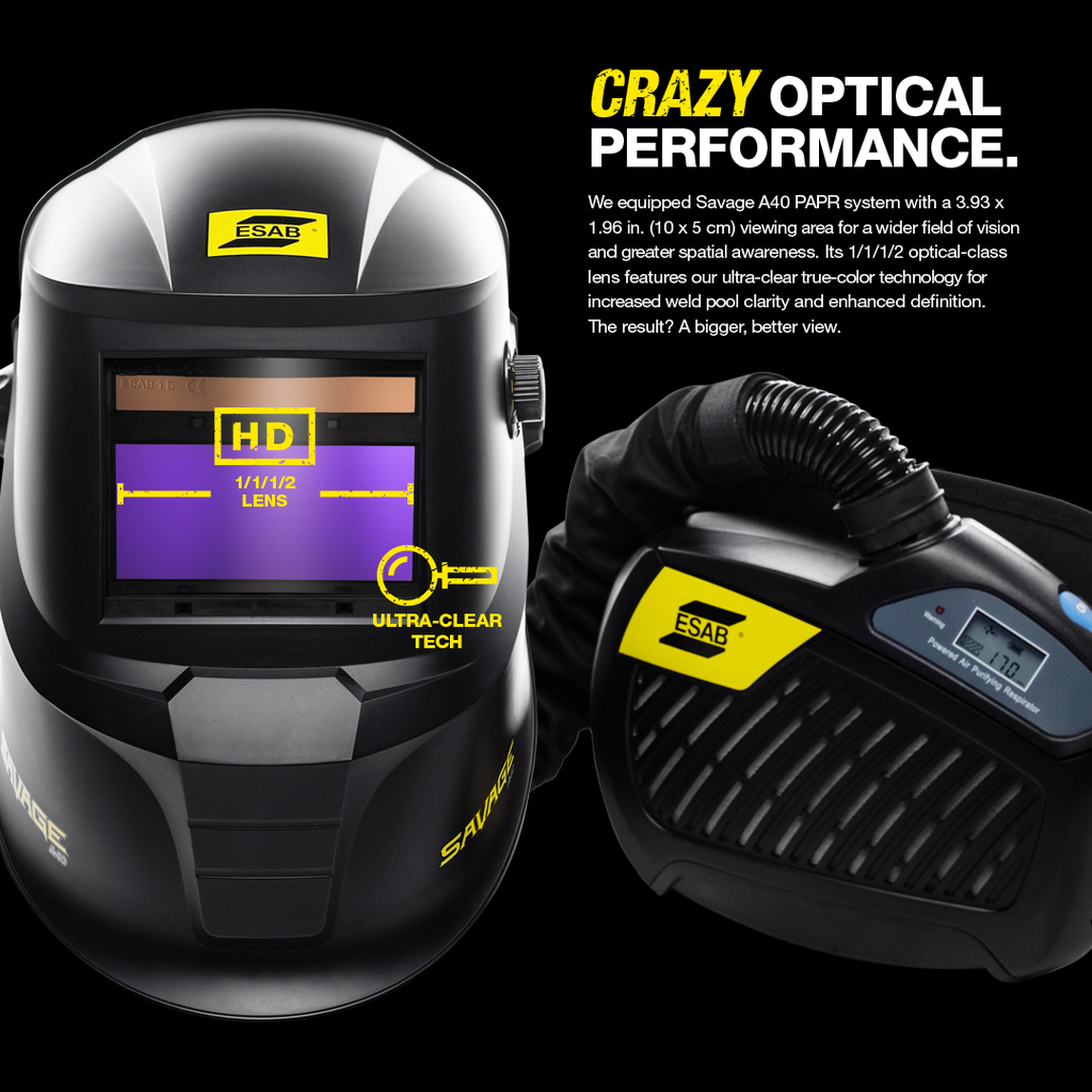 ESAB, 0700002400, Welding Helmet, PAPR System, True Color Lens 4,9-13, Large Viewing Area, 2-Stage Filter