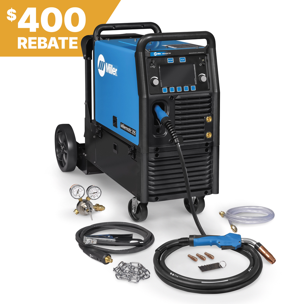 Miller Electric Millermatic 255 MIG/Pulsed MIG Welder w/ EZ-LatchTM Running Gear- 208/240V - 951766