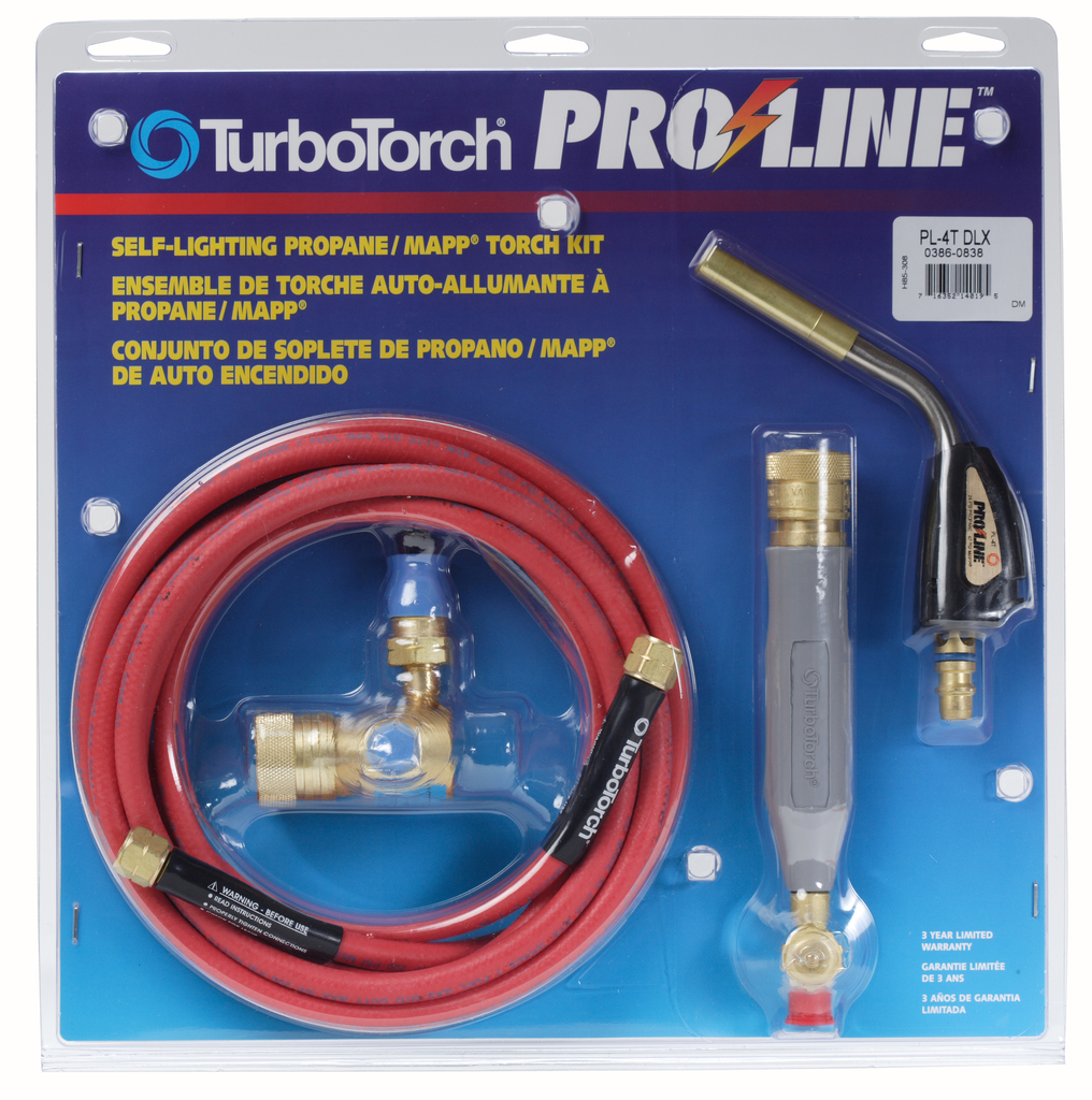 TurboTorch, 0386-0838, Self Lighting Torch Kit, 12 ft Hose, MAP-PRO / Propane, 2.8 in Tip