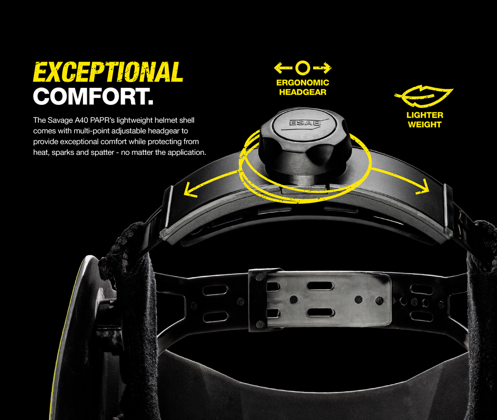 ESAB, 0700002400, Welding Helmet, PAPR System, True Color Lens 4,9-13, Large Viewing Area, 2-Stage Filter