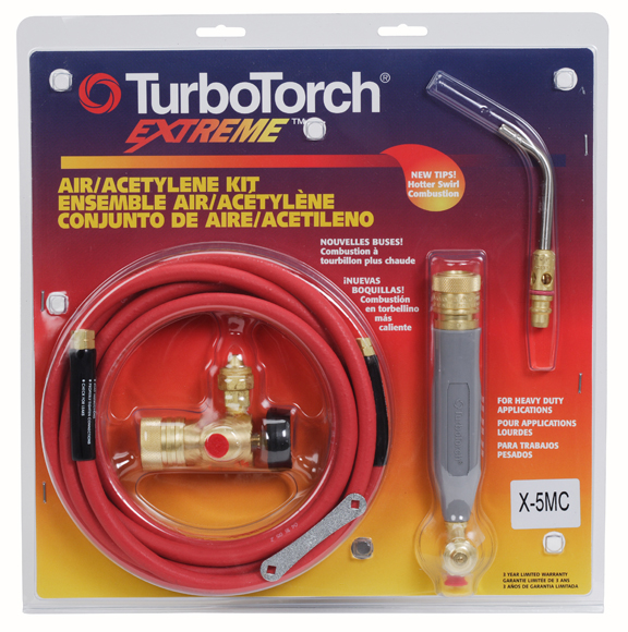 TurboTorch, 0386-0384, Standard Torch Kit, Brazing and Soldering, Acetylene, A-5 Tip, 12 ft Hose