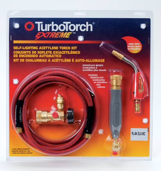 TurboTorch, 0386-0834, Self Lighting Torch Kit, Acetylene; 12 ft Hose, PL-8A Tip, Brazing/Soldering