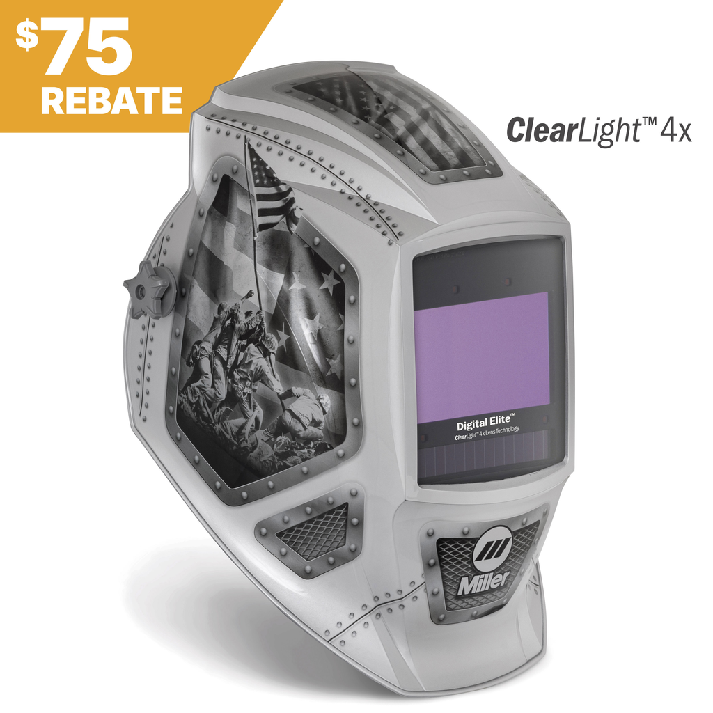 Miller Electric, 299617, Welding Helmet, ClearLight 4x, Variable Shade 8-13, 4 Arc Sensors, Nylon Shell, Grind/Weld/Cut/X-Mode
