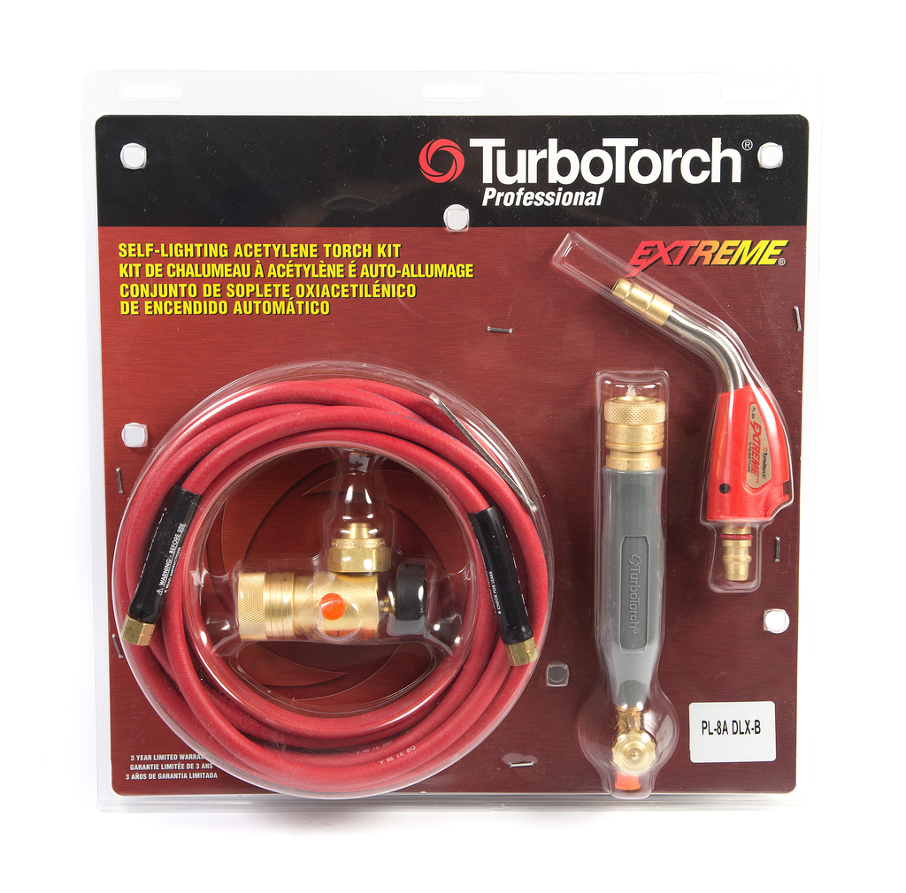 TurboTorch, 0386-0835, Self Lighting Torch Kit, Brazing and Soldering, Acetylene, 12 ft Hose, PL-8A Tip