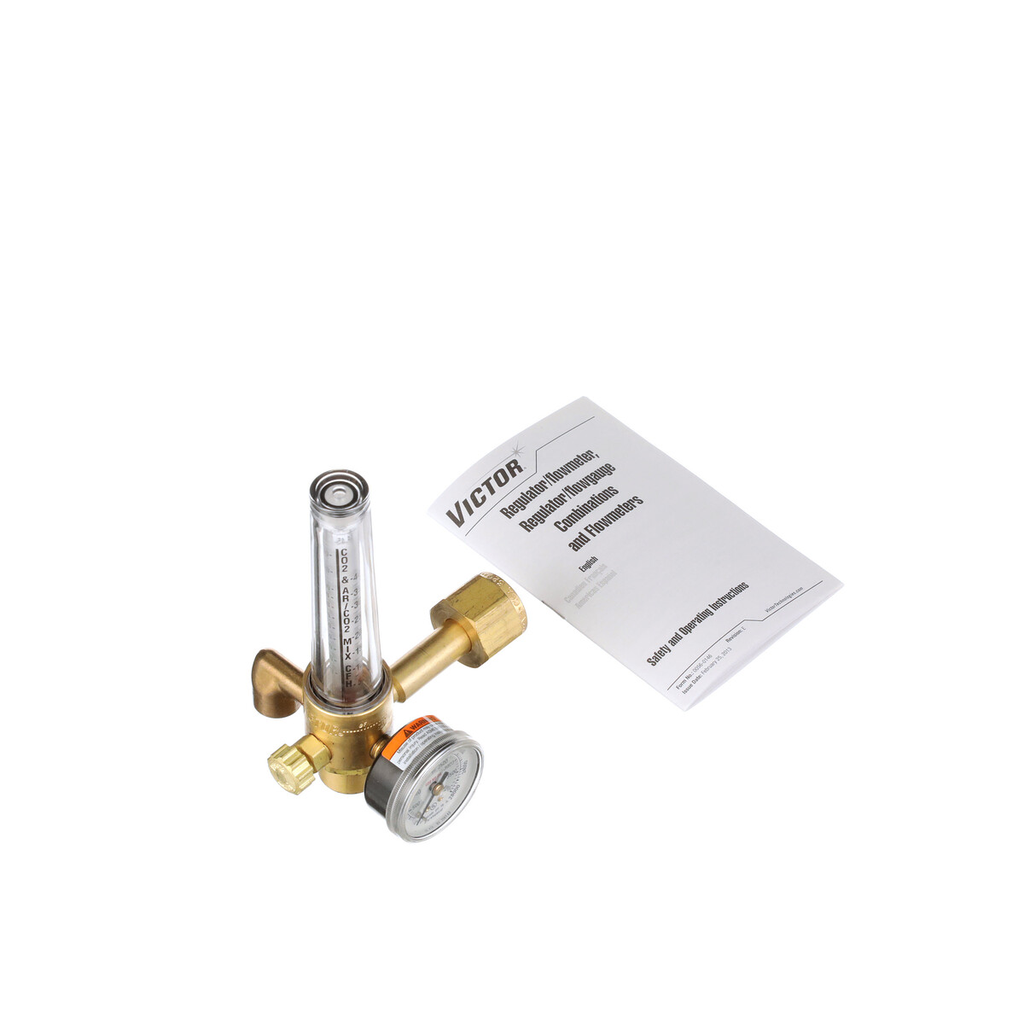 Victor, 0781-2703, Flowmeter Regulator, CGA 032 Outlet, 5-50 SCFH Argon, 20-150 SCFH Helium, Light Duty