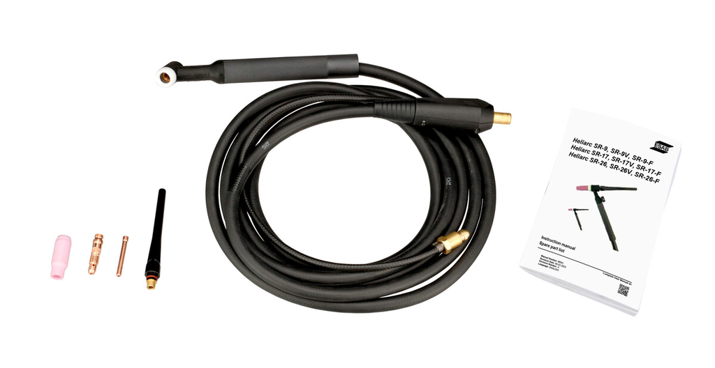 ESAB, 0700026615, TIG Torch, Heliarc, 25 ft, Air Cooled, Gas Valve, 3/32 in Wire Diameter