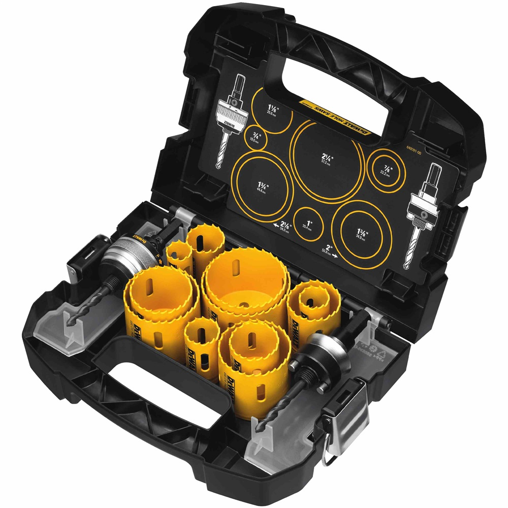 DEWALT, D180005, Hole Saw Kit, 13 Piece, Master Set, Adjustable Bushings
