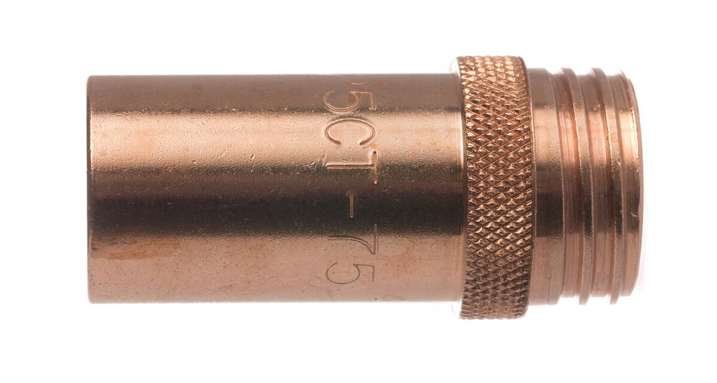 Tweco, 12501440, Nozzle, 3-Piece, 0.625 in Tip Bore, 2.2 in Tip Length, 1/8 in Wire Size
