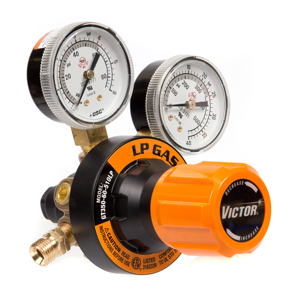 Victor, 0781-4259, LP Gas Regulator, Two-Stage; 2 in Gauges, Delivery Rate 2-60 psig, CGA-510LP
