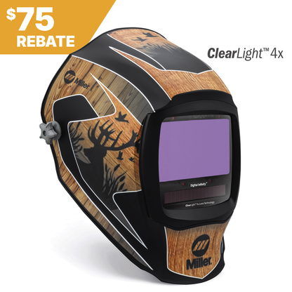 Miller Electric, 296783, Welding Helmet, Outdoorsman, Nylon, Viewing Field 13.4 in, 4 Arc Sensors, Variable Shade 2.5, 8-13