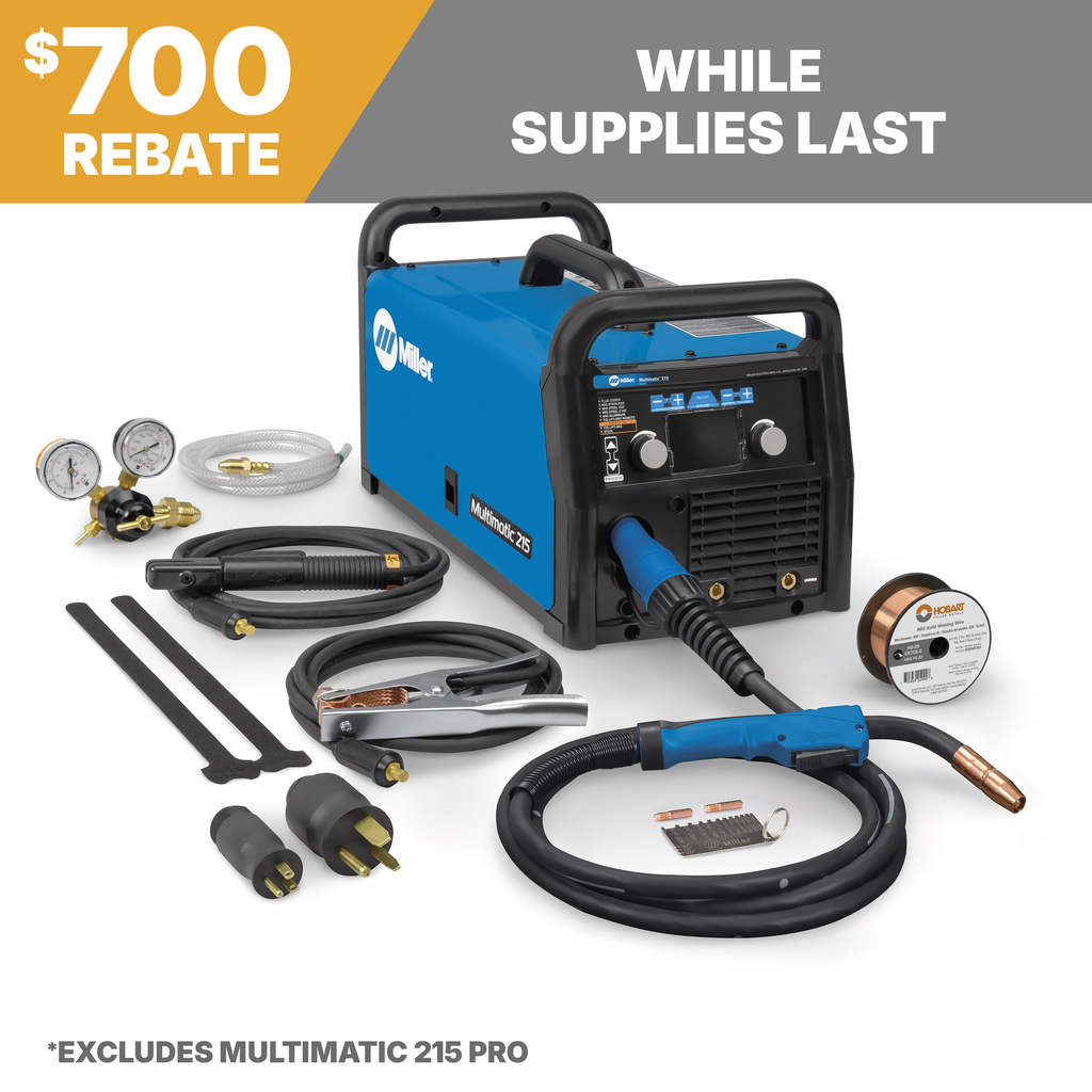 Miller Electric, 907693, Multiprocess Welder, 20 A - 230 A, 58 VDC, 3/8 in Mild Steel, 20.5 in Length