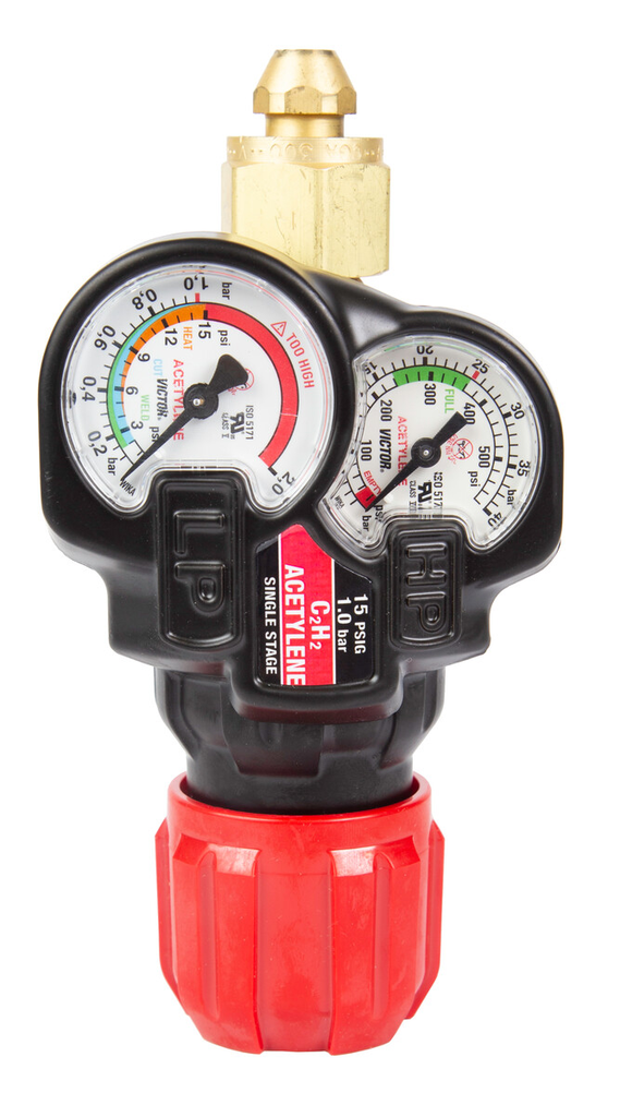 Victor, 0781-3629, Acetylene Regulator, 0 - 15 psig, Single Stage, 2 in. Gauge, CGA-300