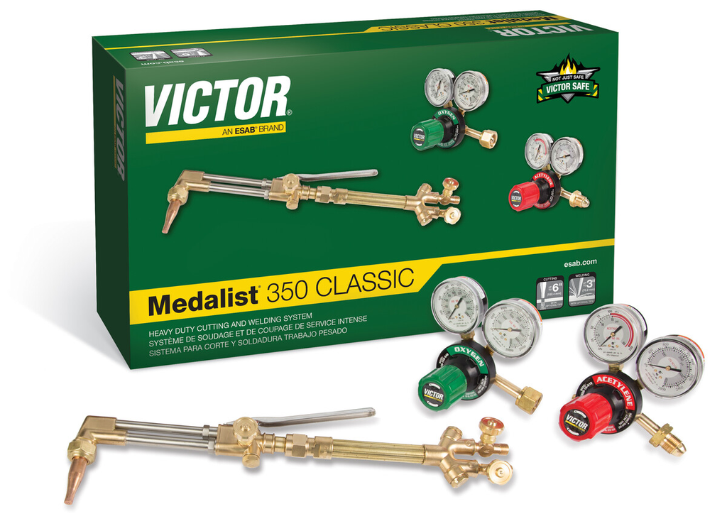 Victor, 0384-2711, Cutting/Welding Outfit, 90  Torch Head, 6 in. Cutting Capacity, Oxygen & Acetylene