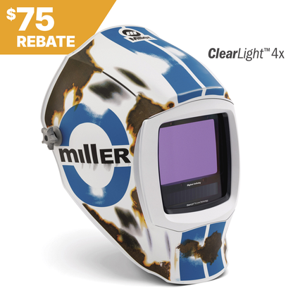 Miller Electric, 296782, Welding Helmet, Nylon Shell, ClearLight 4x, 13.4 in Viewing Field, 4 Arc Sensors, Variable Shade 8-13
