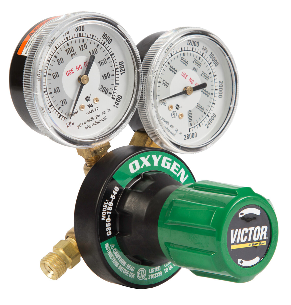 Victor, 0781-9433, Oxygen Regulator, 2-1/2 in Gauge; CGA-540; Heavy Duty, Single-Stage, 150 PSIG