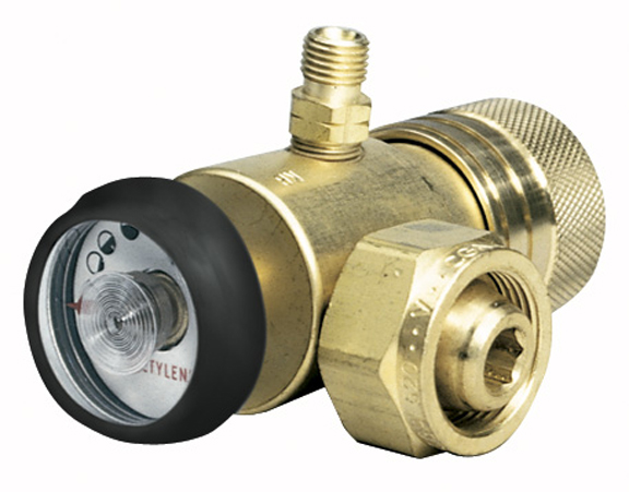 TurboTorch, 0386-0725, Acetylene Regulator, Single Stage, Inlet CGA-520, Outlet 3/8" - 24 LH Male, Gauge 2 1/2"