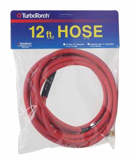 TurboTorch, 0386-1090, Hose, 12 ft, Acetylene, Rubber, "A" Fitting