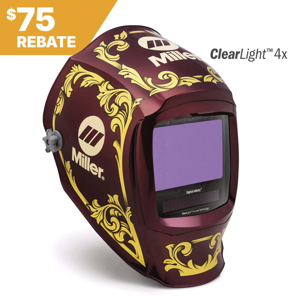 Miller Electric, 296784, Welding Helmet, Nylon Shell, Variable Shade 8-13, 13.4 in Viewing Field, 4 Arc Sensors, Digital