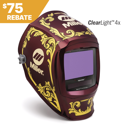 Miller Electric, 296784, Welding Helmet, Nylon Shell, Variable Shade 8-13, 13.4 in Viewing Field, 4 Arc Sensors, Digital