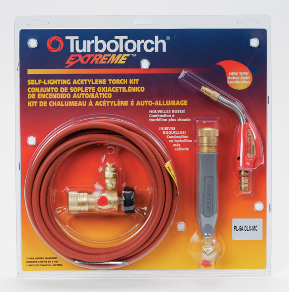 TurboTorch, 0386-0832, Self Lighting Torch Kit, Acetylene, 12 ft Hose, PL-5A Tip, Brazing and Soldering