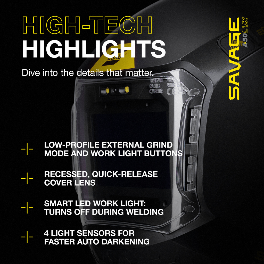 ESAB, 0700500950, Welding Helmet, Shade 3/5 13, 100 x 60 mm Viewing Area, 4 Arc Sensors, OpTCS True-Color Technology