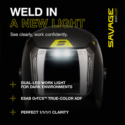 ESAB, 0700500950, Welding Helmet, Shade 3/5 13, 100 x 60 mm Viewing Area, 4 Arc Sensors, OpTCS True-Color Technology