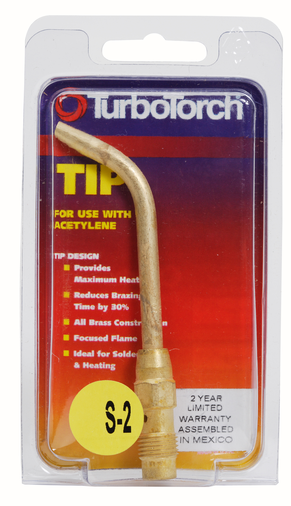 TurboTorch, 0386-1154, Replacement Tip, S-2; Brass, 0.9 in, 1/8" - 3/8", Soldering