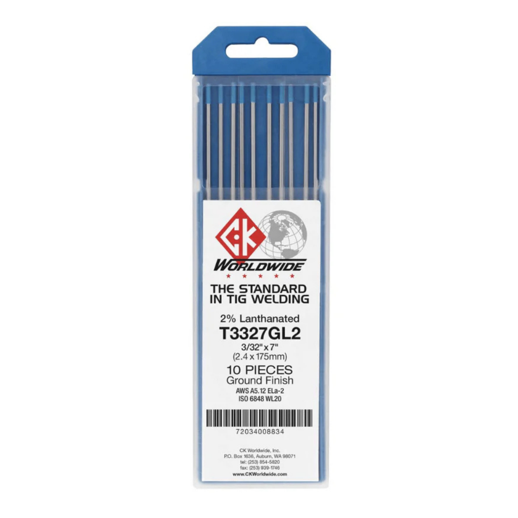 CK Worldwide, T3327GL2, Tungsten Electrode, 3/32 in; 2% Lanthanated