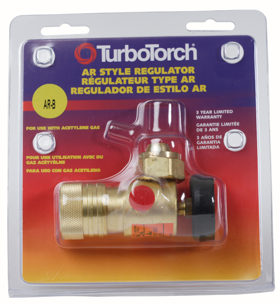 TurboTorch, 0386-0725, Acetylene Regulator, Single Stage, Inlet CGA-520, Outlet 3/8" - 24 LH Male, Gauge 2 1/2"