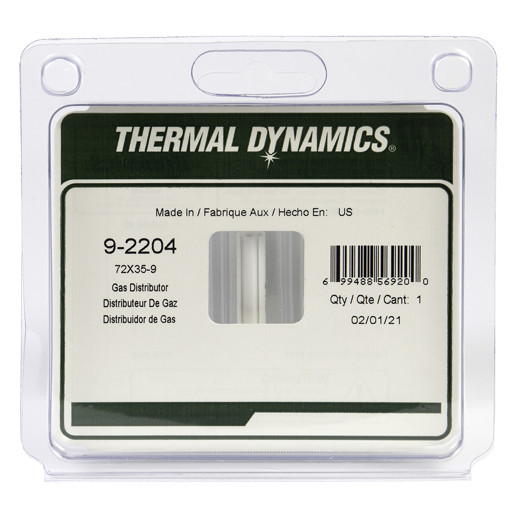Thermal Arc, 9-2204, Gas Distributor, 3/16 in, Physical Size 0.6 x 4 x 7.3 in