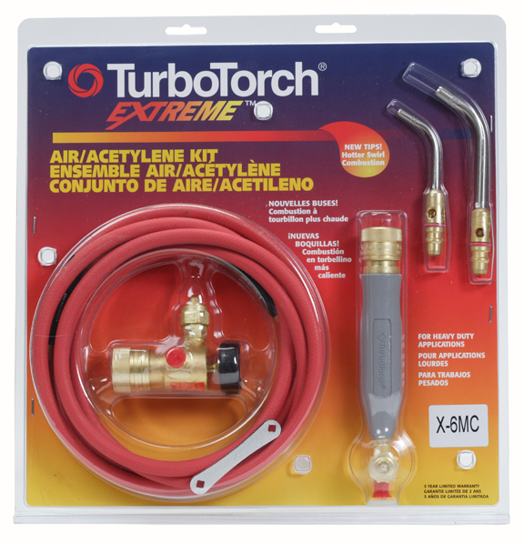 TurboTorch, 0386-0339, Standard Torch Kit, 12 ft Hose; Acetylene; G4 Handle; A-3 & A-8 Tips