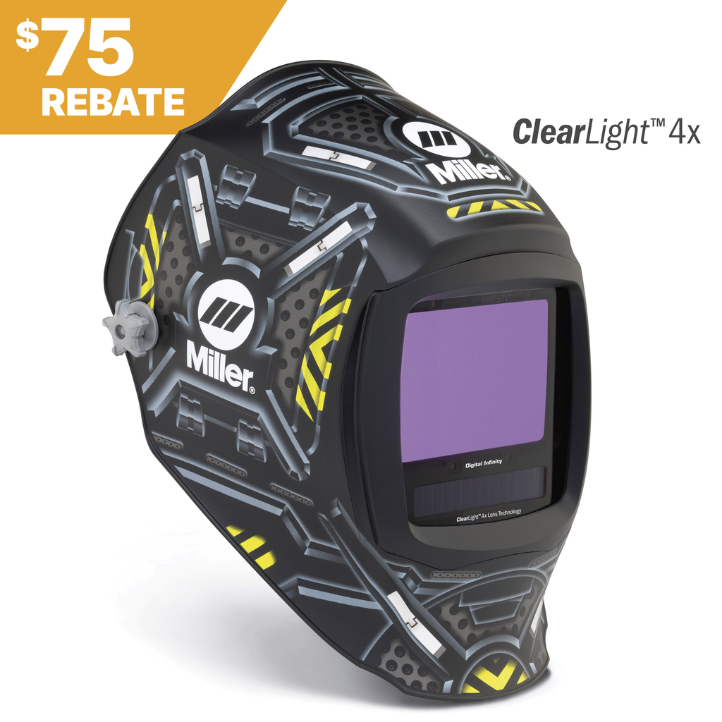 Miller Electric, 296779, Welding Helmet, Variable Shade 2.5-13, 4 Arc Sensors, 13.4 in Viewing Field, Nylon Shell
