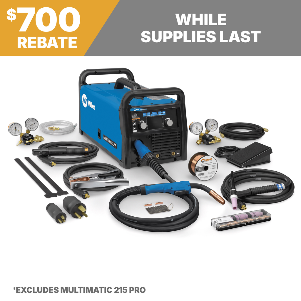 Miller Electric, 951674, Multiprocess Welder, 3/8 in Mild Steel, 20 A - 230 A, 110/115/120 V; 220/230/240 V, TIG Kit Included